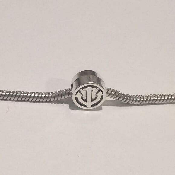 Silver Anchor Charm for Pandora Style Bracelet - Picture 2 of 5